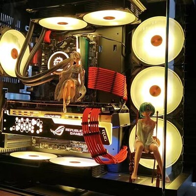机箱手办电脑机箱显卡海景房内部摆件结城美柑躺蕾姆汽车摆件礼物