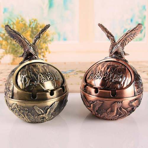 十二生肖复古烟灰缸带盖防风防灰飞防烟味防摔家用办公室烟缸摆件