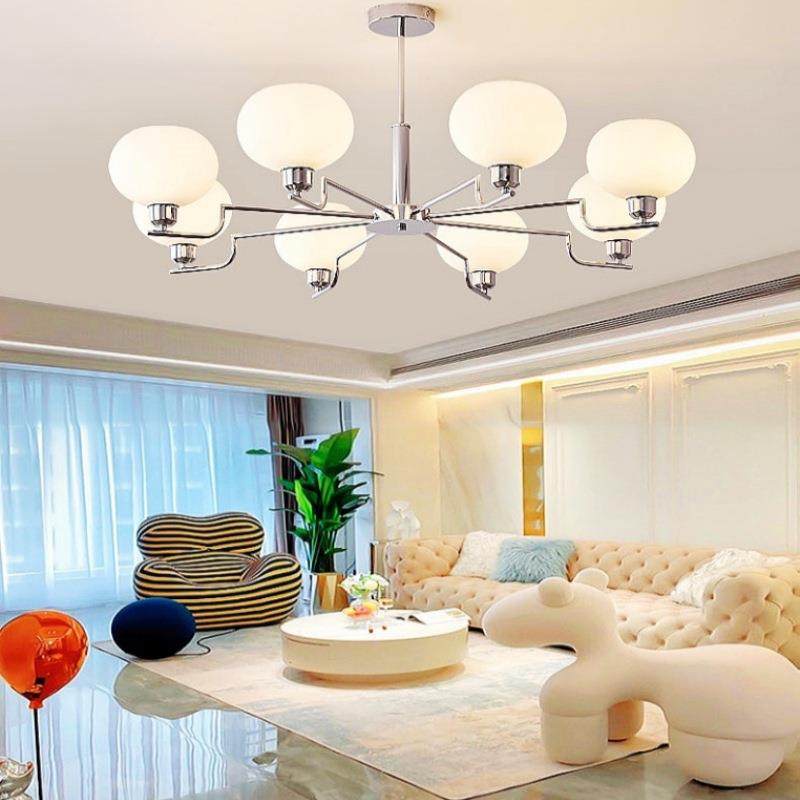 现代简约奶油玻璃客厅吊灯法式轻奢文艺餐厅卧室书房吊灯中山灯具