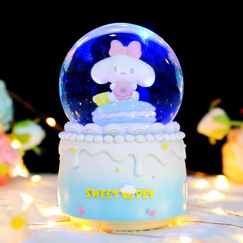 玉桂狗水晶球八音盒大耳狗音乐盒摆件儿童女孩闺蜜生日礼物送女友