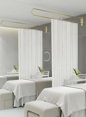 铁艺U型L型美容院美容床养生馆隔断帘理疗床窗帘杆布帘围帘支撑架