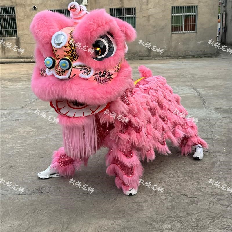 舞狮道具眨眼狮子头套装儿童成人表演舞狮醒狮头双人醒狮裤道具