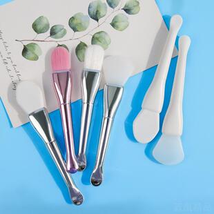 面膜刷双头带挖勺软毛硅胶美容院涂抹式泥膜刷美妆工具硅胶化妆刷