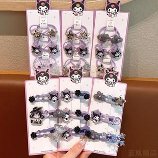 儿童可爱库洛米发夹女童刘海碎发夹宝宝扎辫子皮筋不伤发女孩头绳