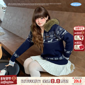 大码 UNIFREEPLUS极夜藏蓝色 极光变奏曲 复古费尔岛毛领外套