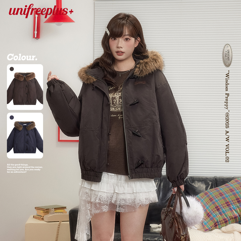 UNIFREEPLUS大码韩系工装羽绒服