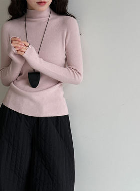 鹿西 羊毛半高领无缝修身显瘦内搭女秋冬新款基础百搭打底衫ss908