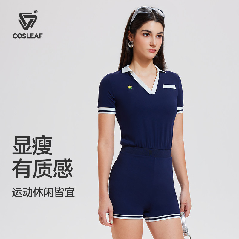 科里芙连体健身服女夏季新款高尔夫羽毛球服时尚休闲网球运动套装