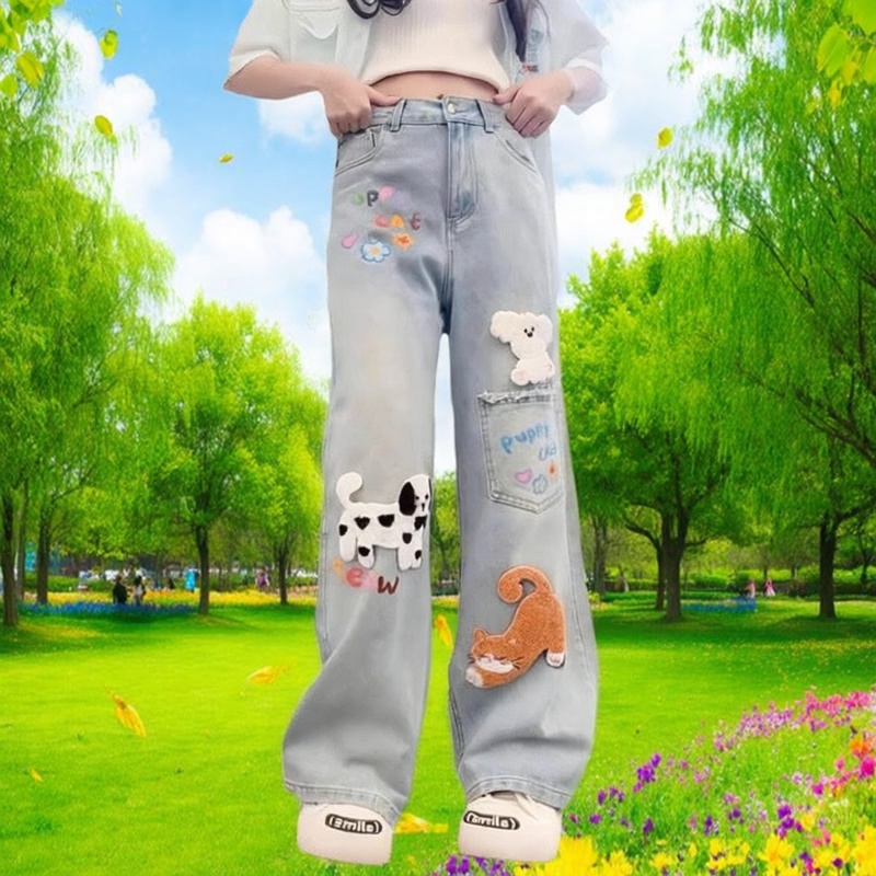 女童裤子加绒牛仔裤秋冬加厚2025