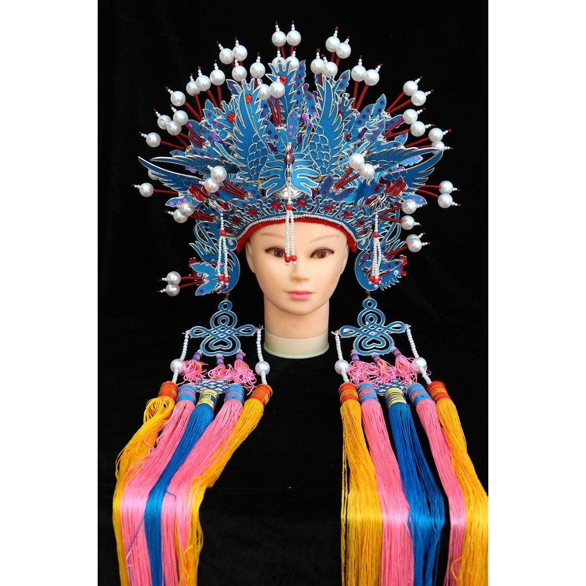 新款三凤冠 娘娘凤冠帽子 京剧戏曲 凤冠霞帔 新娘凤冠头饰凤凰