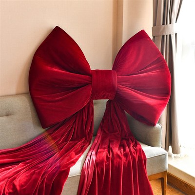 结婚礼婚房装饰j巨型超大红丝绒蝴蝶结商场橱窗节日新年拍照蝴蝶