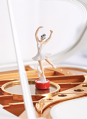 创意女孩儿钢琴音乐盒跳舞女孩旋转F八音盒儿童男女生日礼物摆件