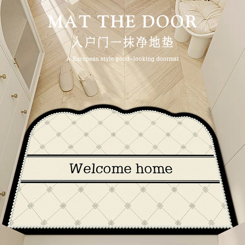 奶油风入户垫可擦免洗pvc进门地垫裁G剪大门口地毯脚垫皮革入户门
