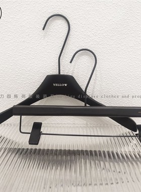服装店烤漆c黑色实木衣架裤夹成人衣撑女装店衣挂专用衣架定制LOG