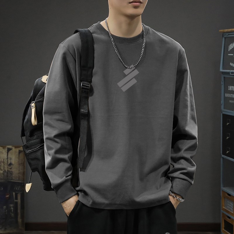 纯棉长袖t恤男宽松春秋季衣服潮流圆领秋衣打底衫U学生内搭体恤衫