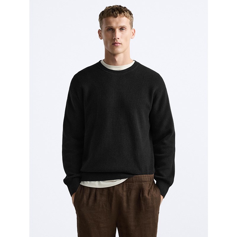 柜319!秋冬男装欧美简约r纯色针织衫线衣套头休闲毛衣3284320 800