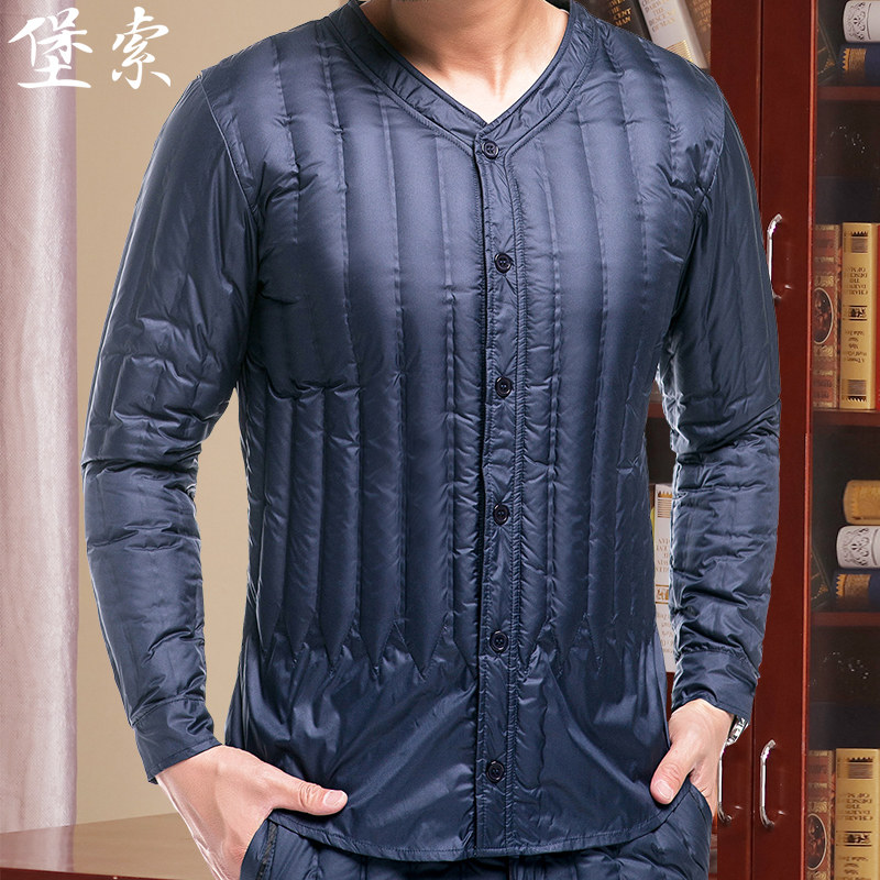 羽绒内胆男中老年内穿保暖衣服冬季F爸爸装上衣老人内搭套装羽绒