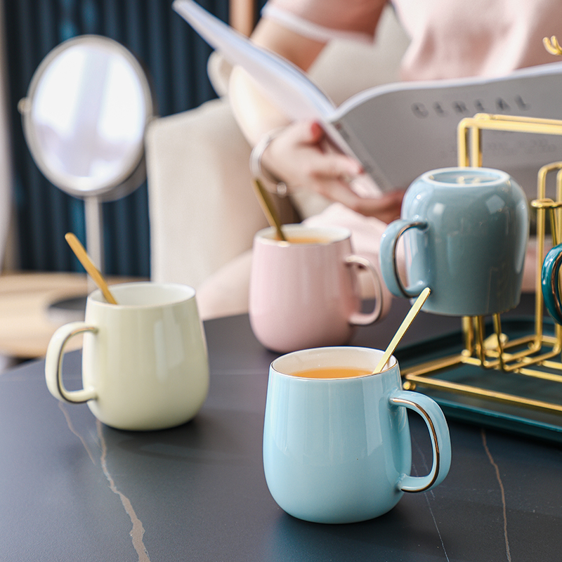 轻奢杯子高颜值水杯家p用陶瓷杯家庭套装茶杯马克杯办公杯客厅杯