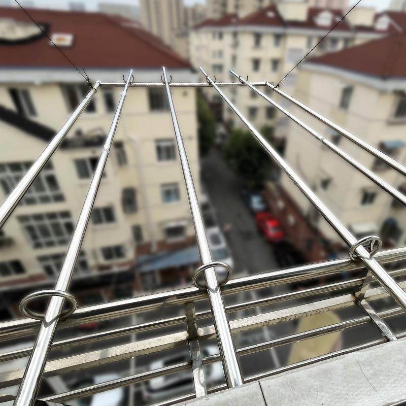 不锈钢伸缩晾衣杆免打孔室内阳台顶装龙门架户外防风晒衣杆一整根