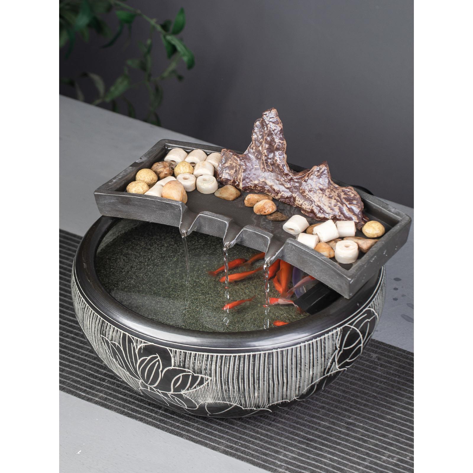 流水摆件鱼缸造景古法养鱼循环水池过滤器加湿家居装饰景德镇陶瓷