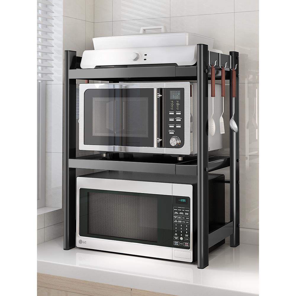 可伸缩厨房置物架微波炉架烤箱架子家用收纳大全桌面台面电饭煲架