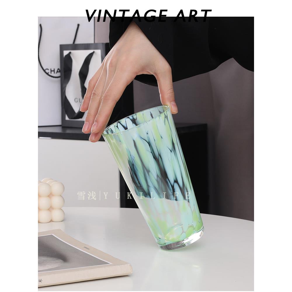 奶玻璃！绿硝子小众奶白硝子杯 津轻啤酒杯水杯饮料杯子中古杯ins