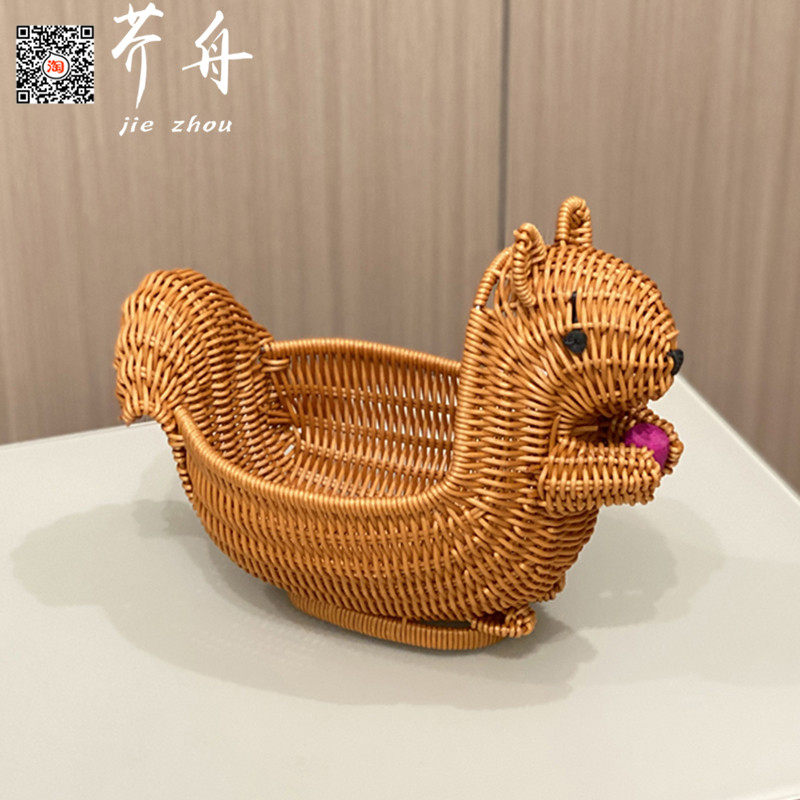 柳条箩筐竹篮子藤编大象猪头竹筐收纳筐动物鸡蛋手工托盘创意餐具