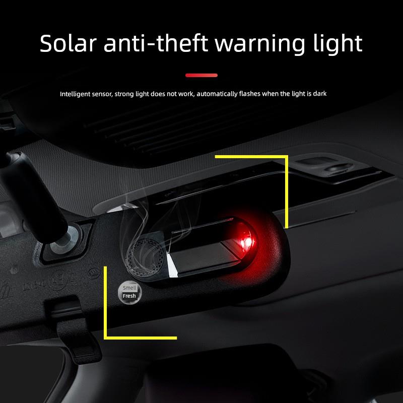 汽车太阳能警示灯车内香薰模拟轿车防盗器车载感应车用呼吸指示灯