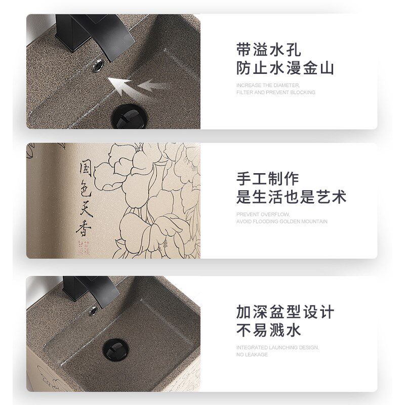 立柱式洗脸盆一体落地式户外庭院洗手盆陶瓷立柱盆艺术花园洗手台