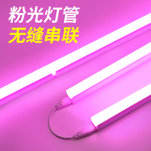 粉色灯管彩光led220v粉红霓虹浪漫房间主卧情调氛围长条壁灯棒t5
