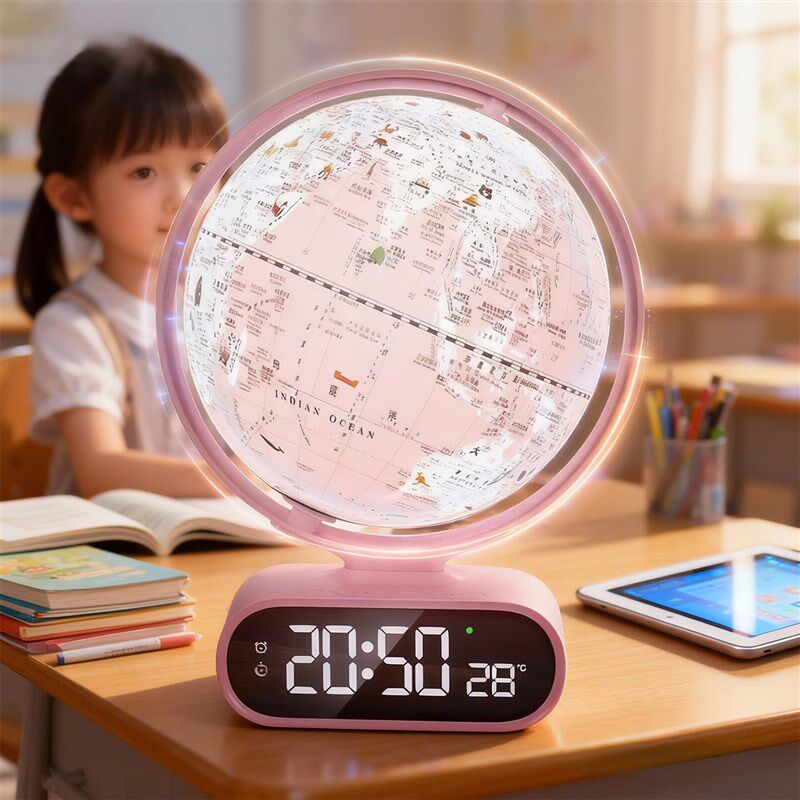 会说话的地球仪闹钟学生儿童学习用品粉色夜光数字显示创意礼品