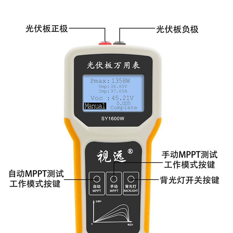 视远光伏板万用表SY1600W800太阳能板MPPT测试仪功率计电开路电压