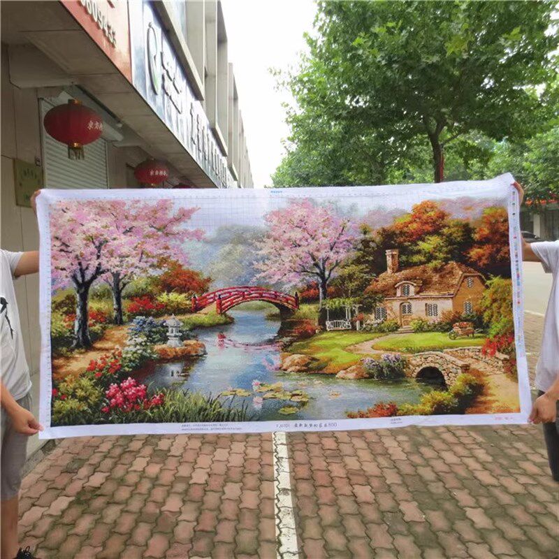 纯手工十字绣成品梦幻家园田园风景花园小屋客厅欧式挂画已绣好的