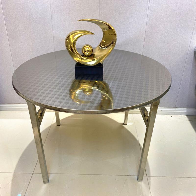 不锈钢圆形折叠桌免安装桌子简约圆桌大排档餐桌食堂桌子家用餐桌