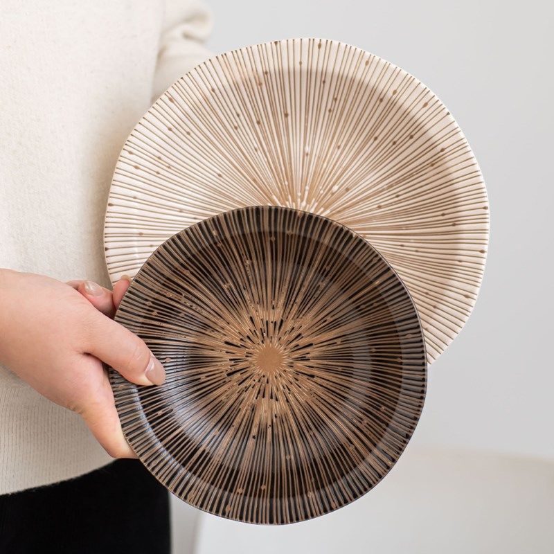 精选纪恋美浓烧千段十草高级感西餐餐盘日式复古釉下彩陶瓷深盘菜,餐饮具,盘,淘宝优惠券,粉丝福利购,淘宝优惠卷