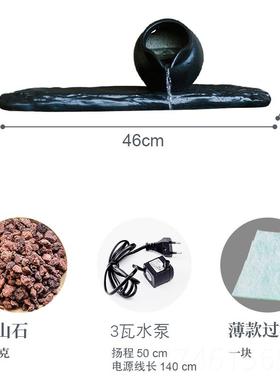 新款陶瓷罐流过滤器摆件居中家式瀑桌面鱼缸造景简易禅意装饰循环