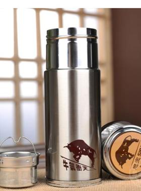 思宝思源A789牛气冲天304不锈钢保温杯男士商务可携式泡茶水杯