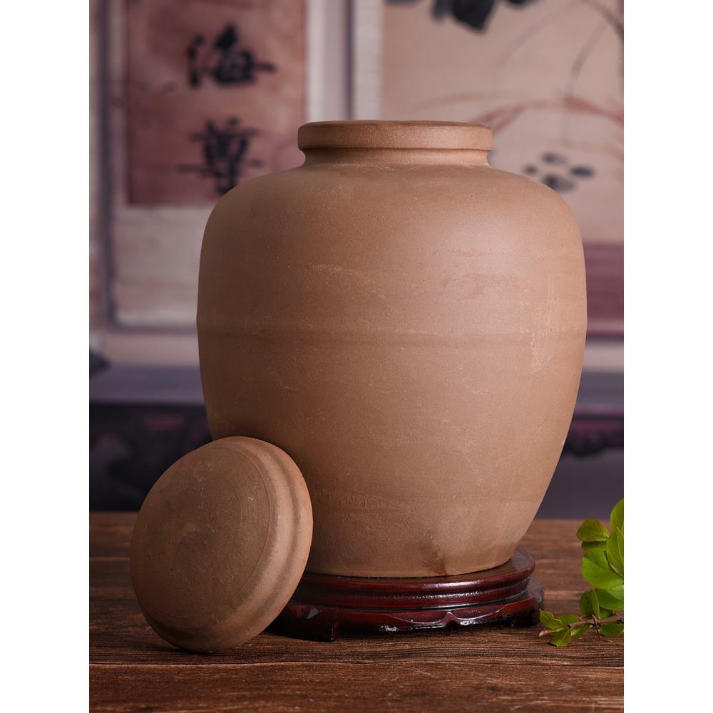 无釉土陶酒坛子5斤家用泡酒专用酒罐密封窖藏装酒壶瓦罐陶瓷老式