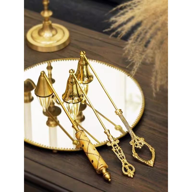 印度进口欧式古典黄铜灭烛器 香薰蜡烛酒精灯灭烛罩手持灭烛工具