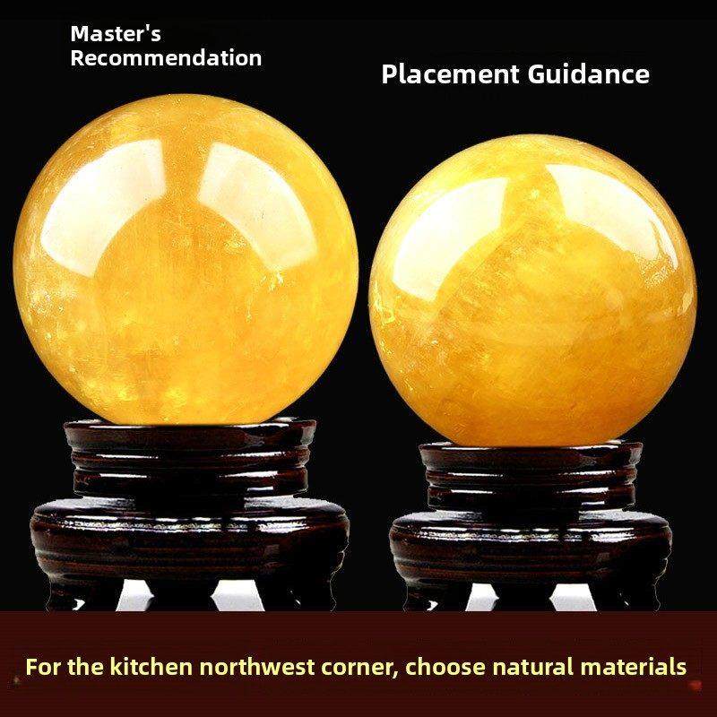 天然黄水晶球原石打磨改善厨房火烧西北角干位客厅风水摆件补缺角,家居饰品,装饰摆件,淘宝优惠券,粉丝福利购,淘宝优惠卷