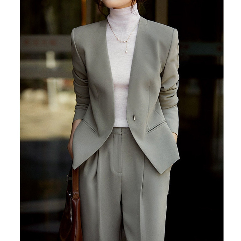 醋酸立裁高品质 修身西服/西裤套装 2025春季小西装外套长裤女装