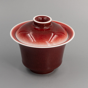 稀雀 皇窑国非遗传承人黄云鹏出品 郎红盖碗