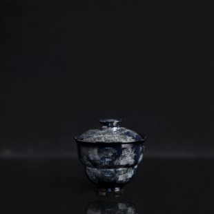 稀雀 文丘 吉州窑 蓝羽鹧鸪斑天目福禄盖碗