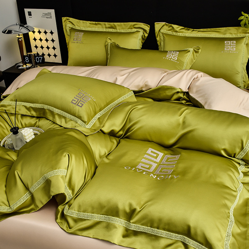 高端简约120支双面天丝四件套夏季冰丝被套裸睡丝滑床单床上用品4