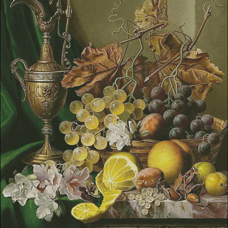 葡萄桔子水果 新款十字绣套件 果蔬 客厅卧室 精准印花