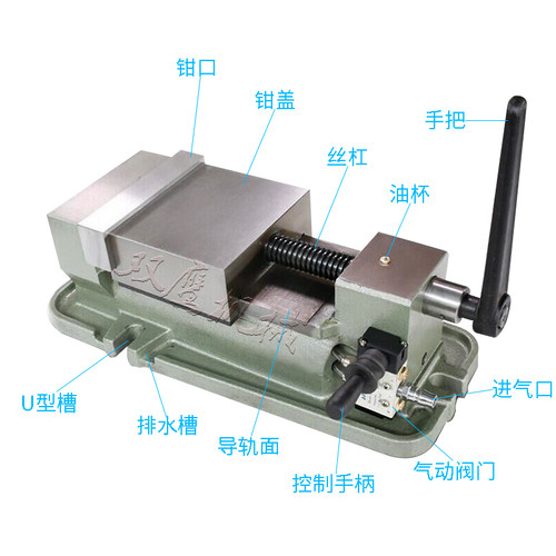 新精密6寸气动虎钳铣o床平口钳虎钳精密虎钳气动增压台虎钳气动夹