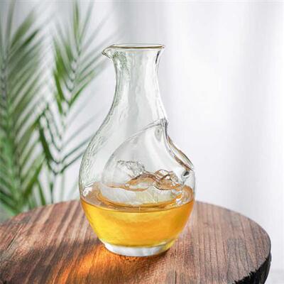 日式锤纹清酒壶酒具套装 梅子酒杯纳豆夫妇家用玻璃冷酒冰镇酒具