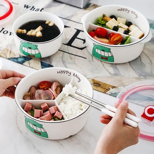 可以放进温波炉专用饭盒能用微波炉加热的上班族学生陶瓷分格套装