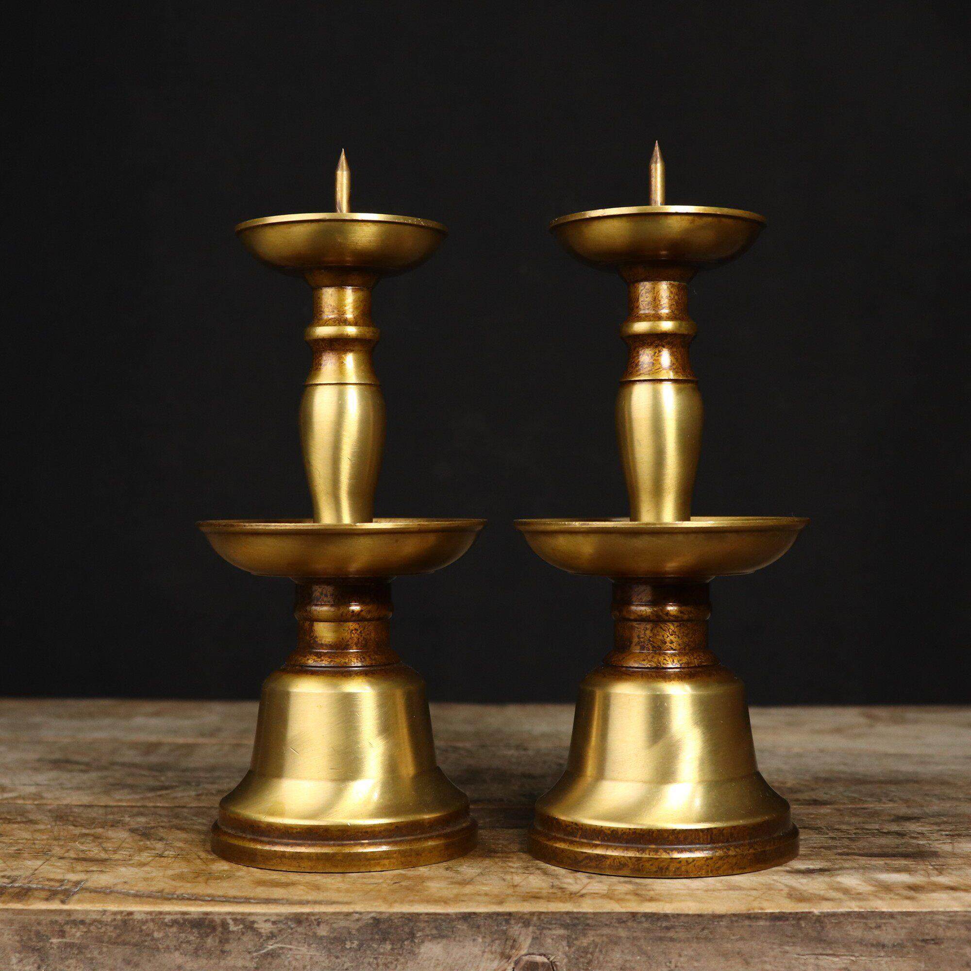 纯铜苏工莲花八宝蜡烛台铜蜡台香炉摆件复古一对,家居饰品,桌面摆件,淘宝优惠券,粉丝福利购,淘宝优惠卷