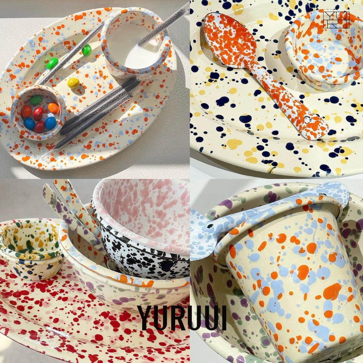 [YURUUI设计师]美国Crow Canyon泼墨搪瓷气泡系列餐盘谷物碗餐具,餐饮具,碗,淘宝优惠券,粉丝福利购,淘宝优惠卷